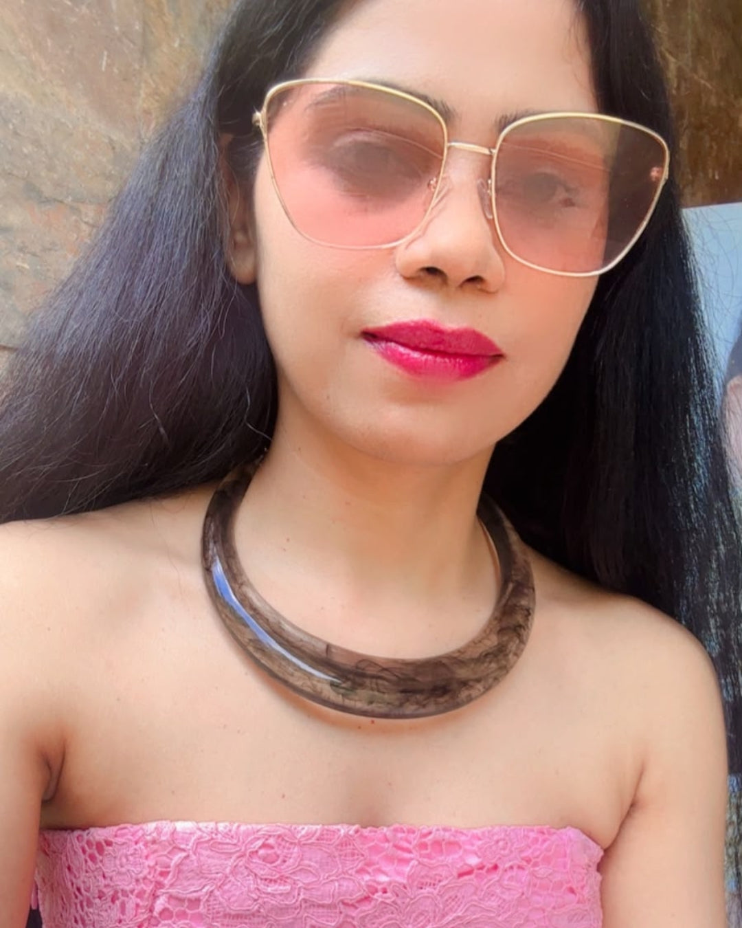 Grey Resin Acrylic Collar Necklace