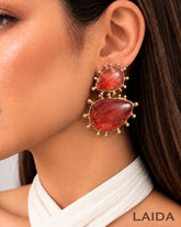 Red Retro Resin Drop Earrings