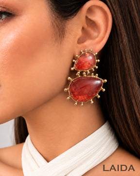 Red Retro Resin Drop Earrings