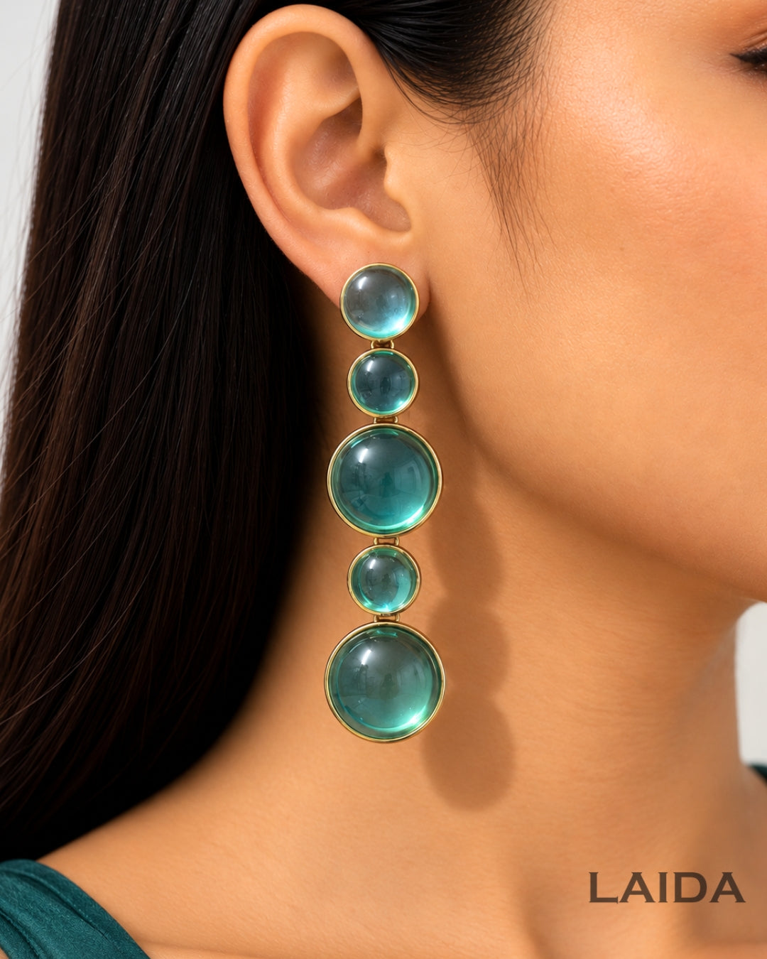 Turquoise Bubble Resin Drop Earrings