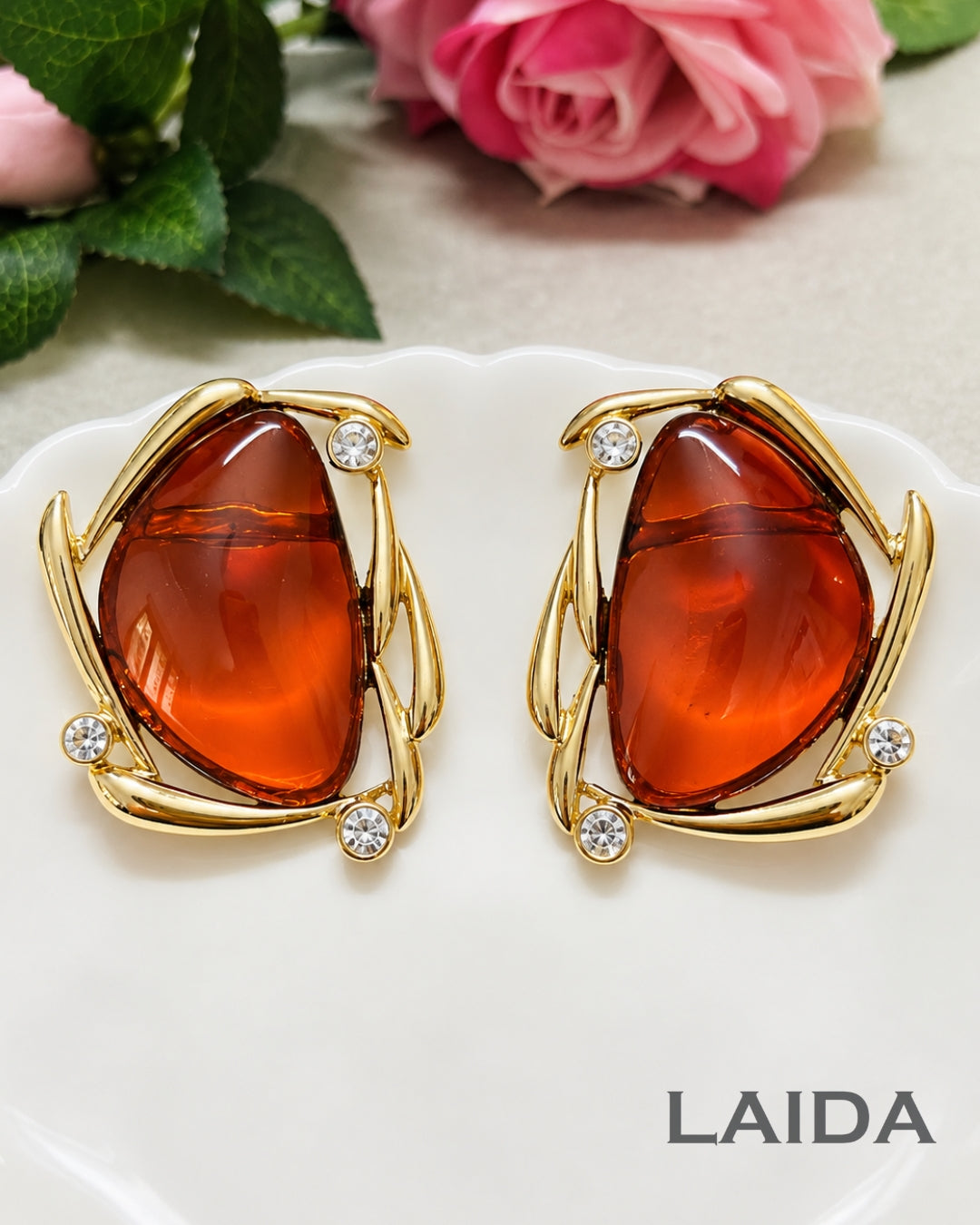 Oversized Orange Stud Earrings
