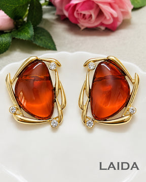Oversized Orange Stud Earrings