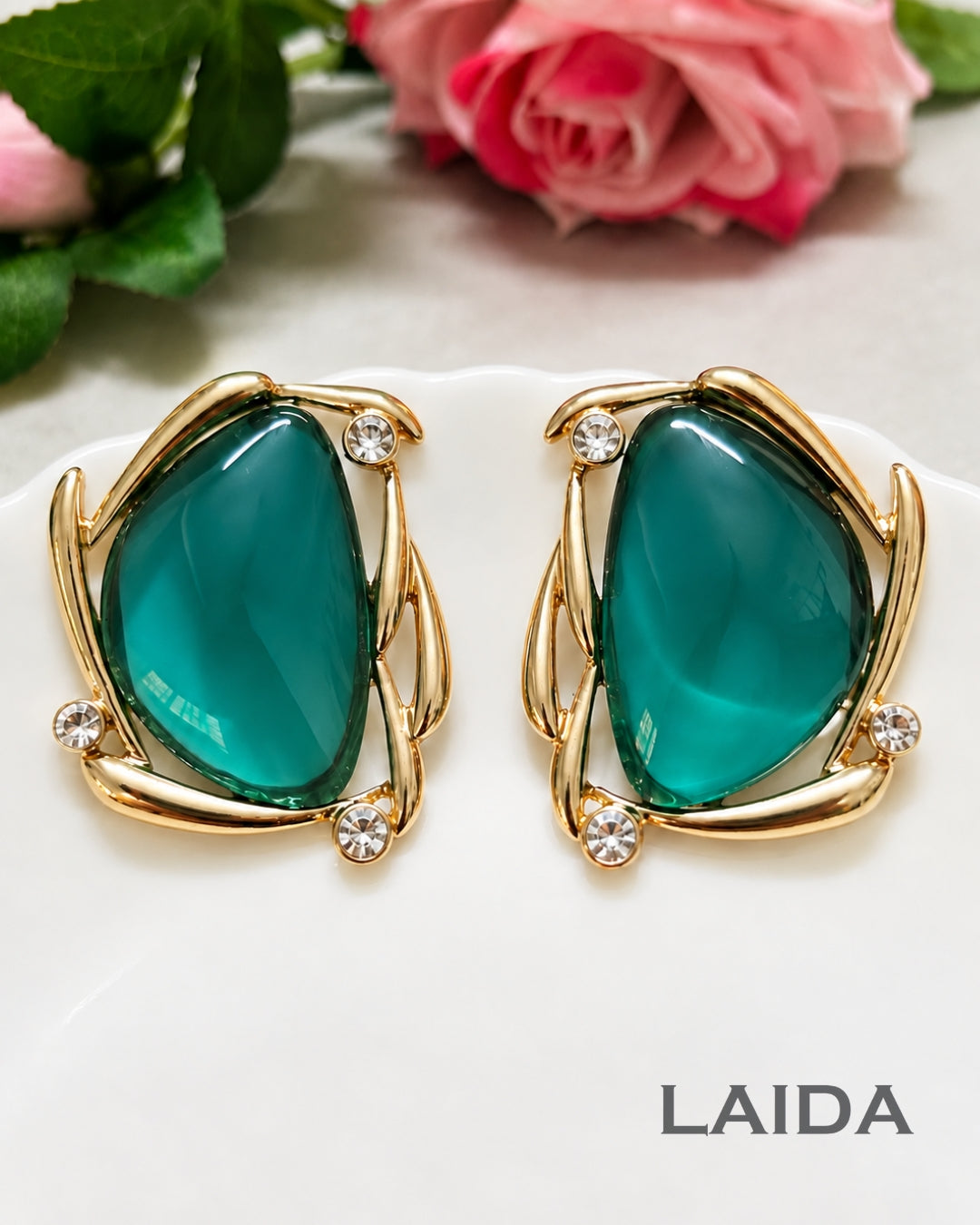 Oversized Turquoise Stud Earrings