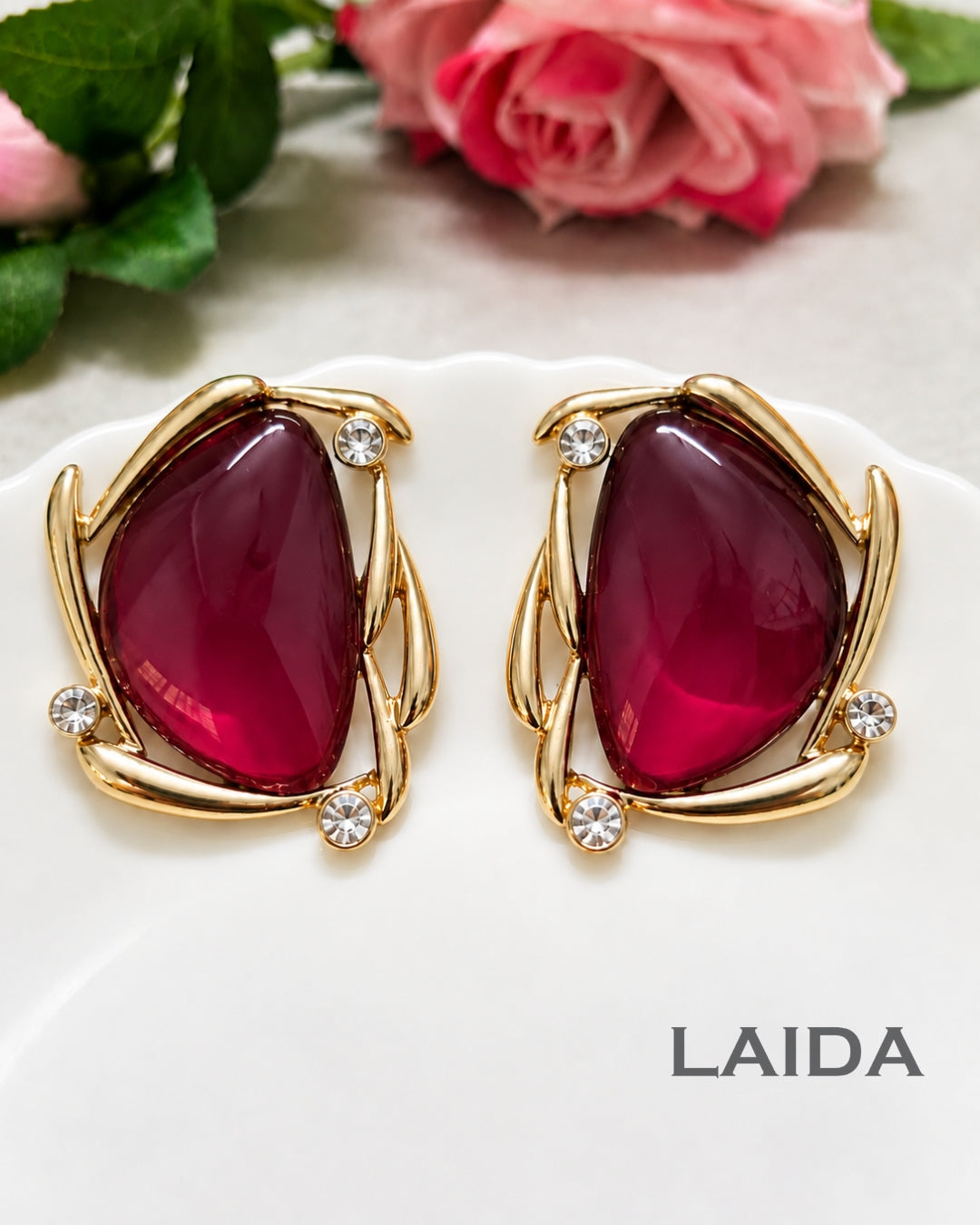 Oversized Purple Stud Earrings
