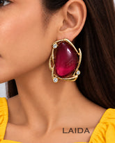 Oversized Purple Stud Earrings