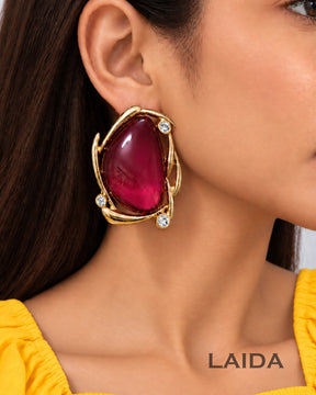 Oversized Purple Stud Earrings