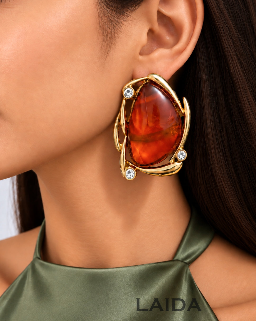 Oversized Orange Stud Earrings