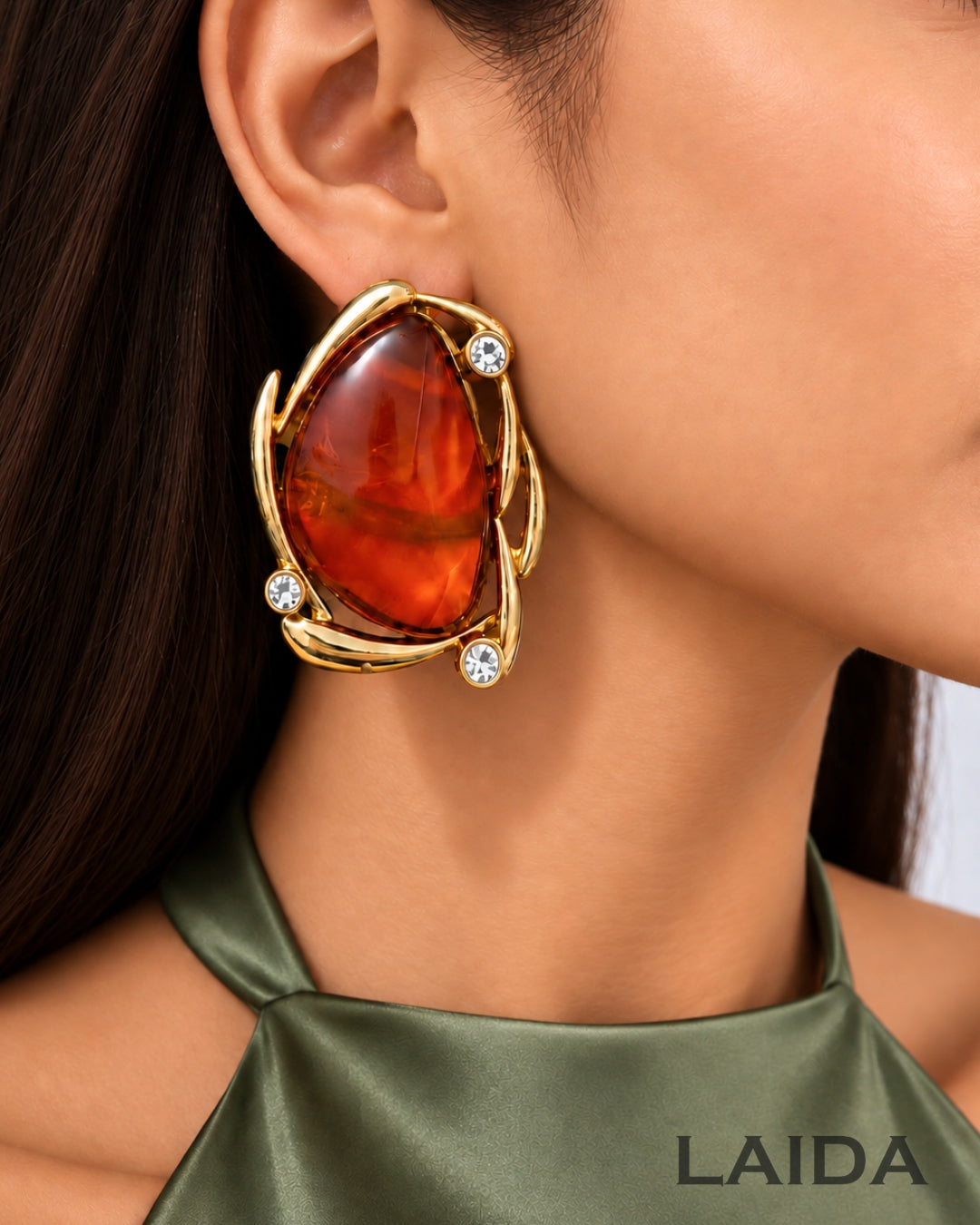 Oversized Orange Stud Earrings