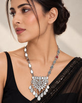 Laida Oxidised Silver-Plated Mirror Work Handcrafted Necklace