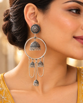 Silver-Plated Oxidised Classic Drop Earrings