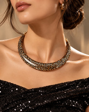 Animal Print Statement Hasli Necklace (Small Print)