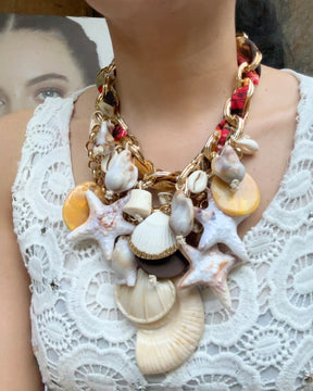 Ocean Beach Charm Scarf Necklace