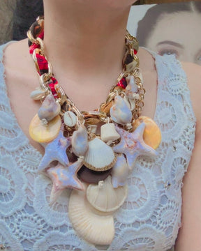 Ocean Beach Charm Scarf Necklace