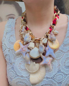 Ocean Beach Charm Scarf Necklace