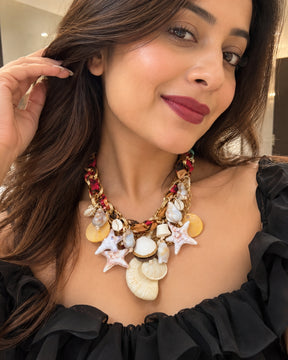 Ocean Beach Charm Scarf Necklace
