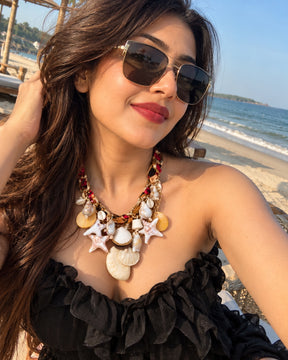Ocean Beach Charm Scarf Necklace