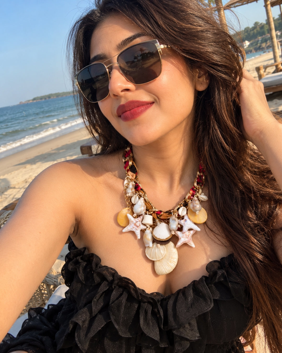 Ocean Beach Charm Scarf Necklace