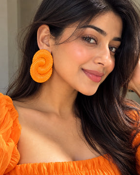 Ombre Orange Twisted Ripple Drop Earrings