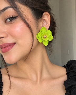 Neon Floral Stud Earrings