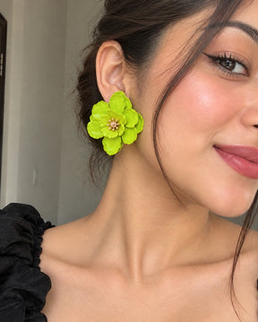 Neon Floral Stud Earrings