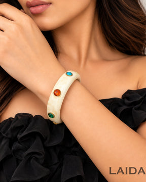 Resin Rhinestone - studded Acrylic Bangle Bracelet