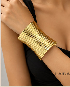 Golden Stripe Texture Cuff Bracelet