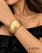 Golden Wide Texture Bracelet