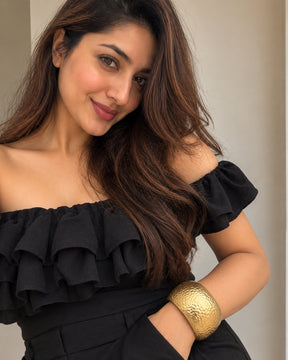 Golden Wide Texture Bracelet