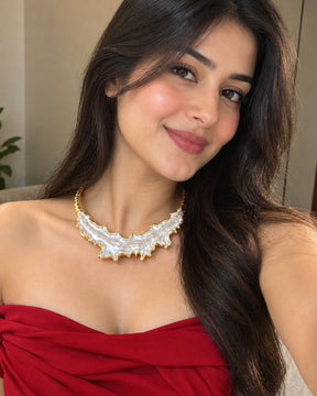 White Resin Textured Hasli Necklace