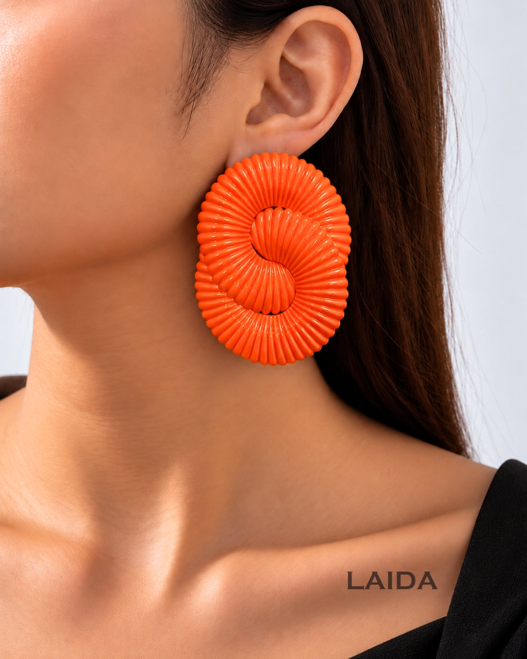 Orange Twisted Ripple Drop Earrings