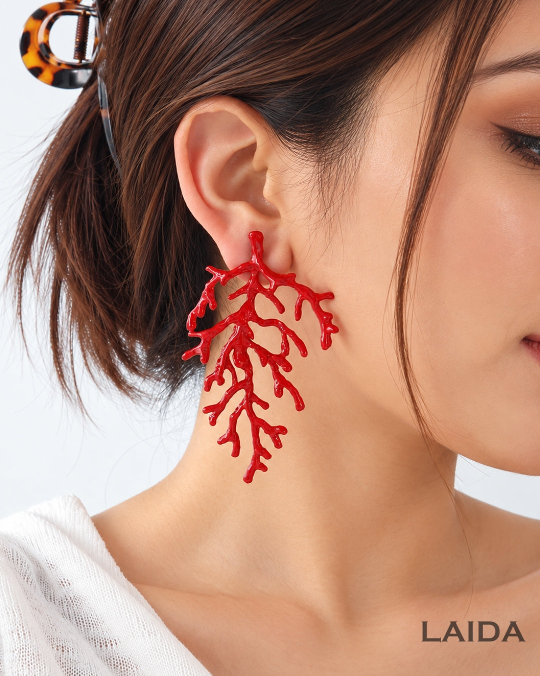 Red Coral Drop Earrings
