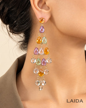 Multicolor Transparent Resin Tear Drop Earrings