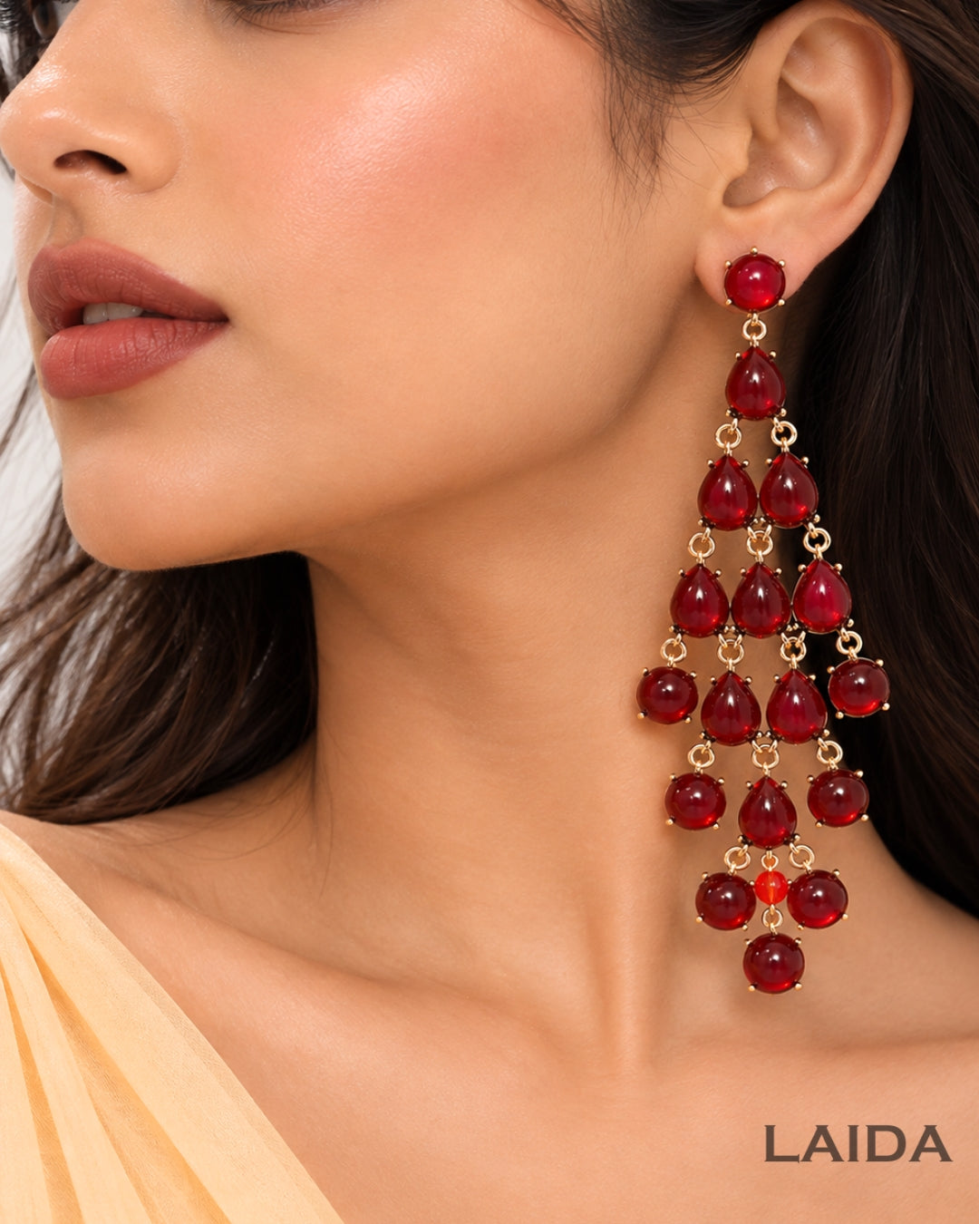 Red Transparent Resin Tear Drop Earrings