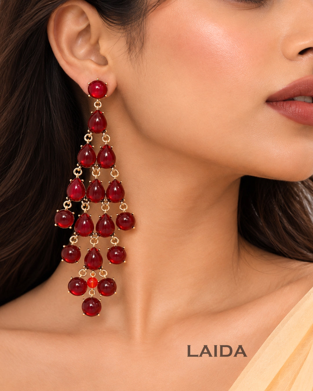 Red Transparent Resin Tear Drop Earrings