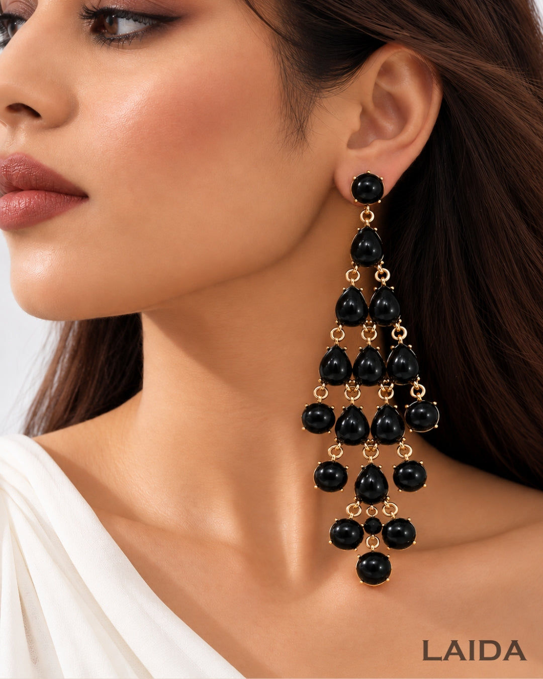 Black Transparent Resin Tear Drop Earrings