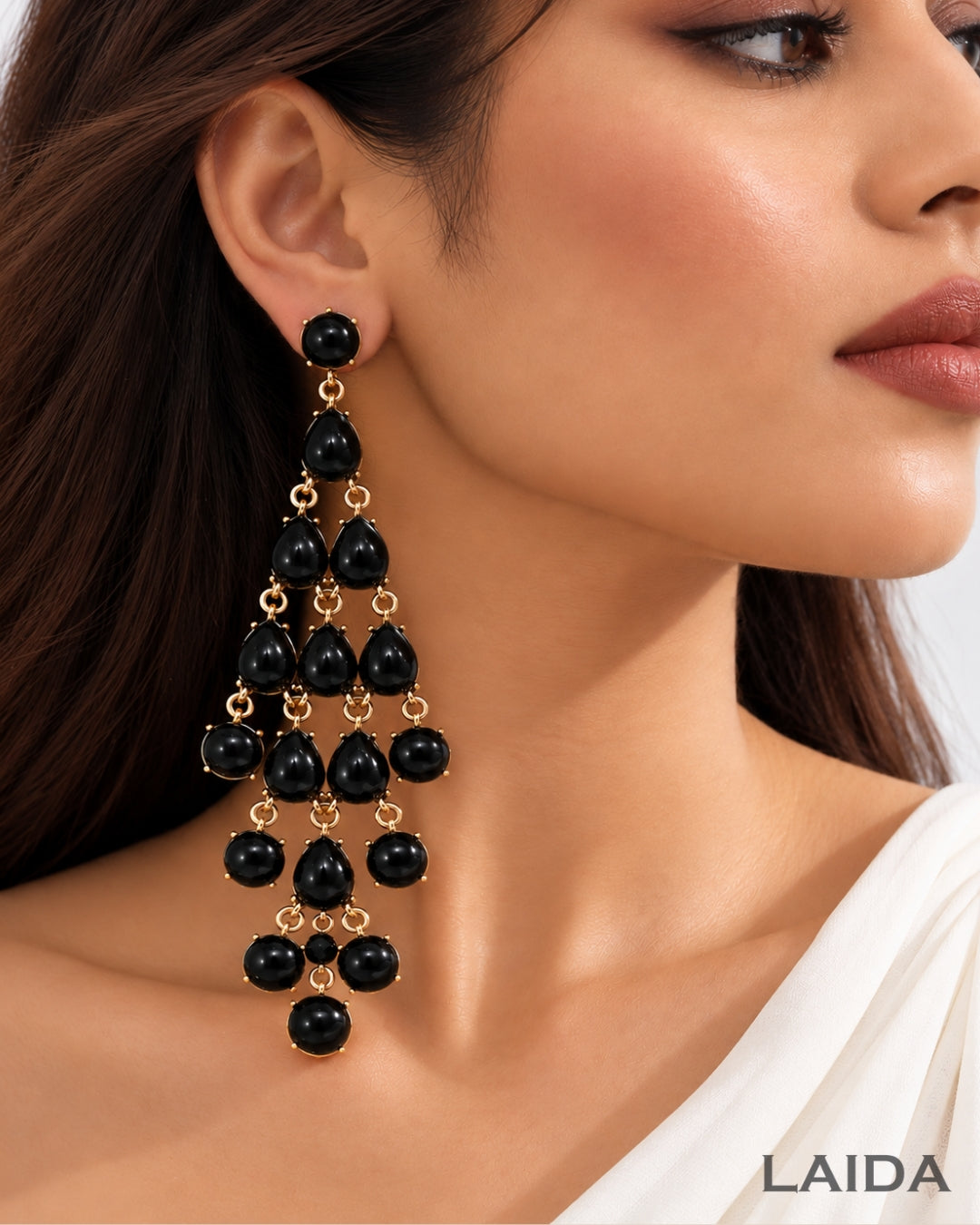 Black Transparent Resin Tear Drop Earrings