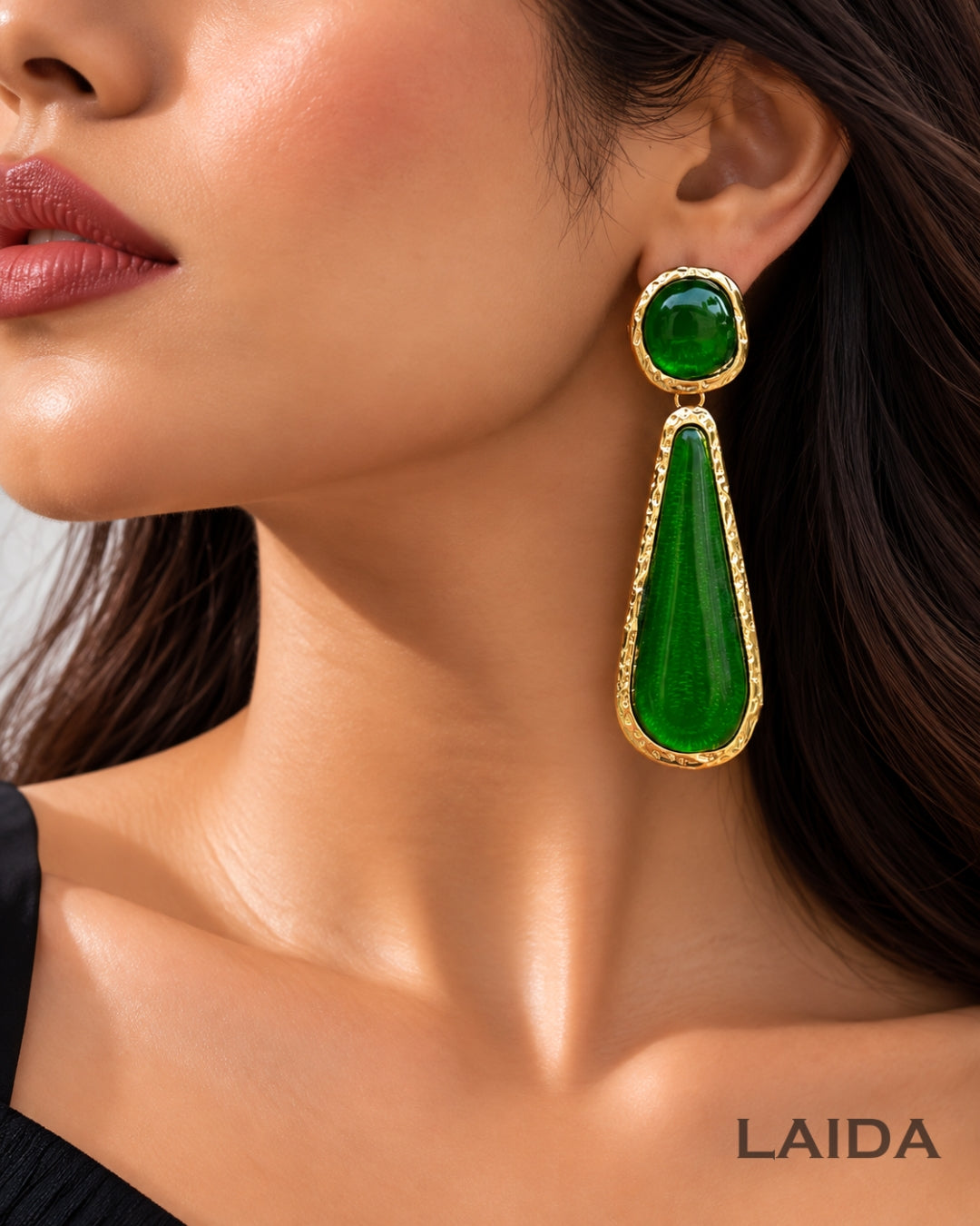 Green Resin Earrings