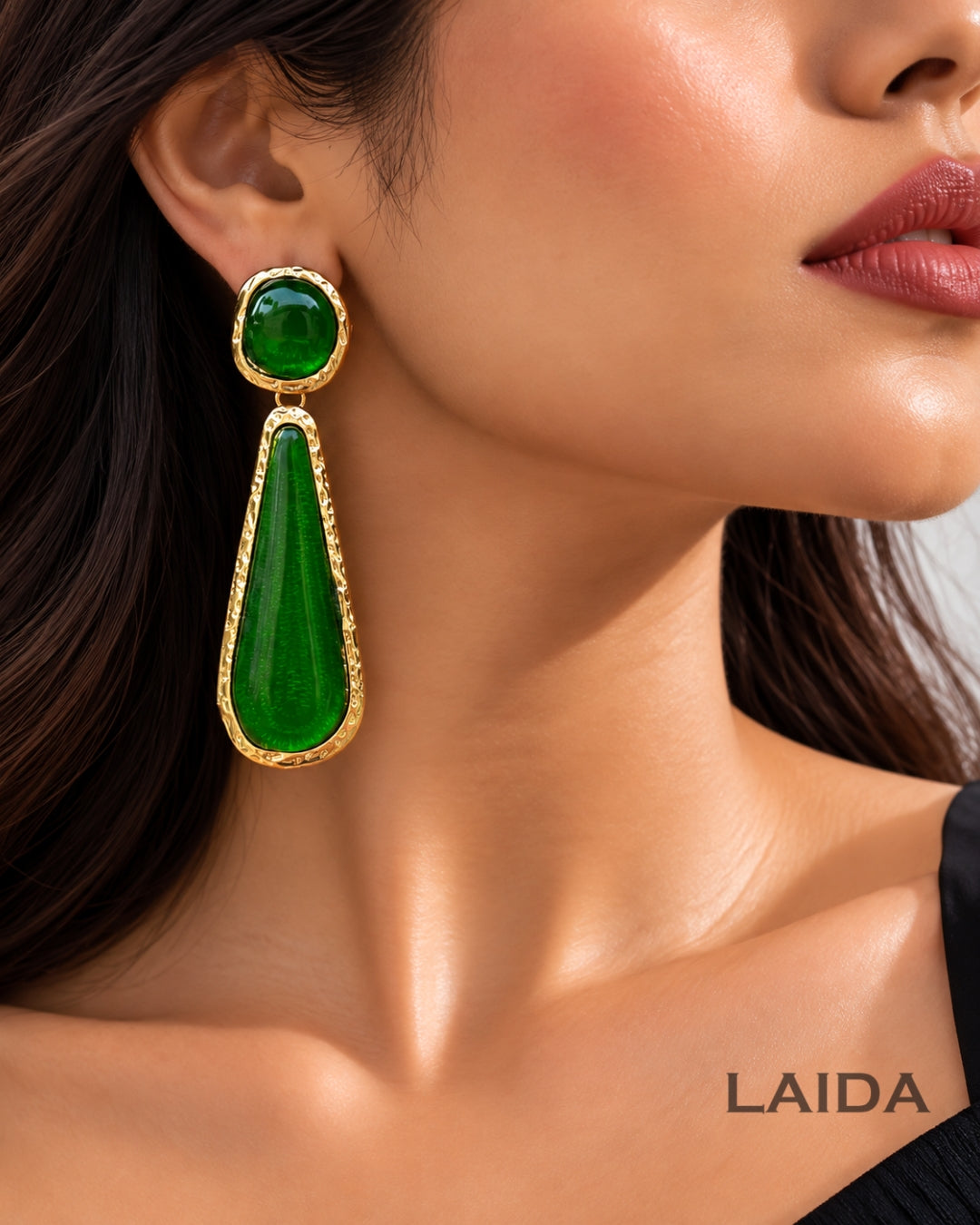 Green Resin Earrings