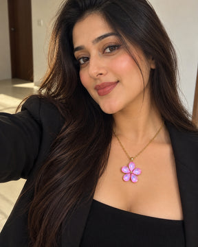 Pink Crystal Flower Pendant