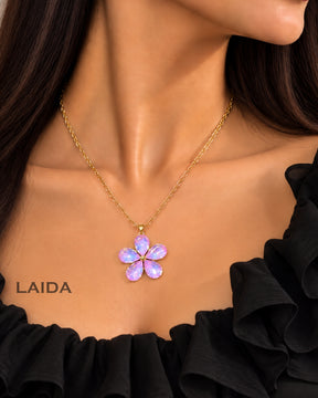 Purple Crystal Flower Pendant