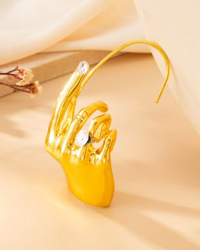 Retro Golden Hand Shaped Stone Studded Ear Cuff