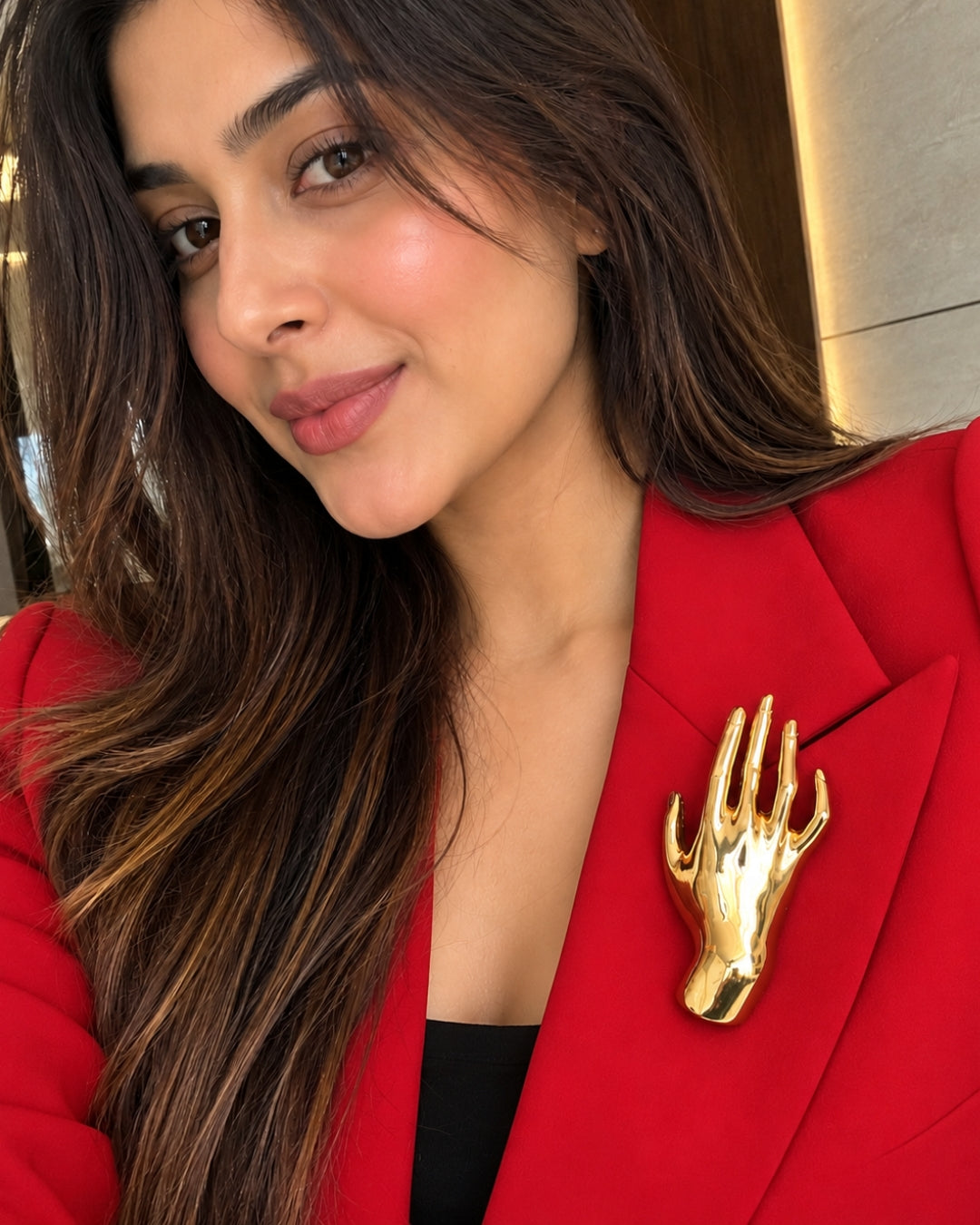 Vintage Golden Hand Brooch