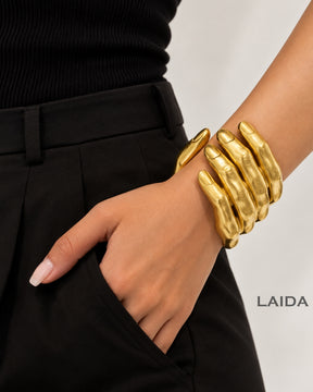 Golden Sculpture Hand Statement Bracelet