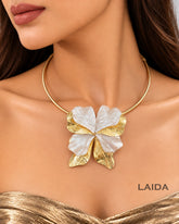 Two Toned Flower Hasli Necklace