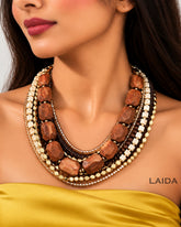 Brown Multi Layered Beaded Necklace