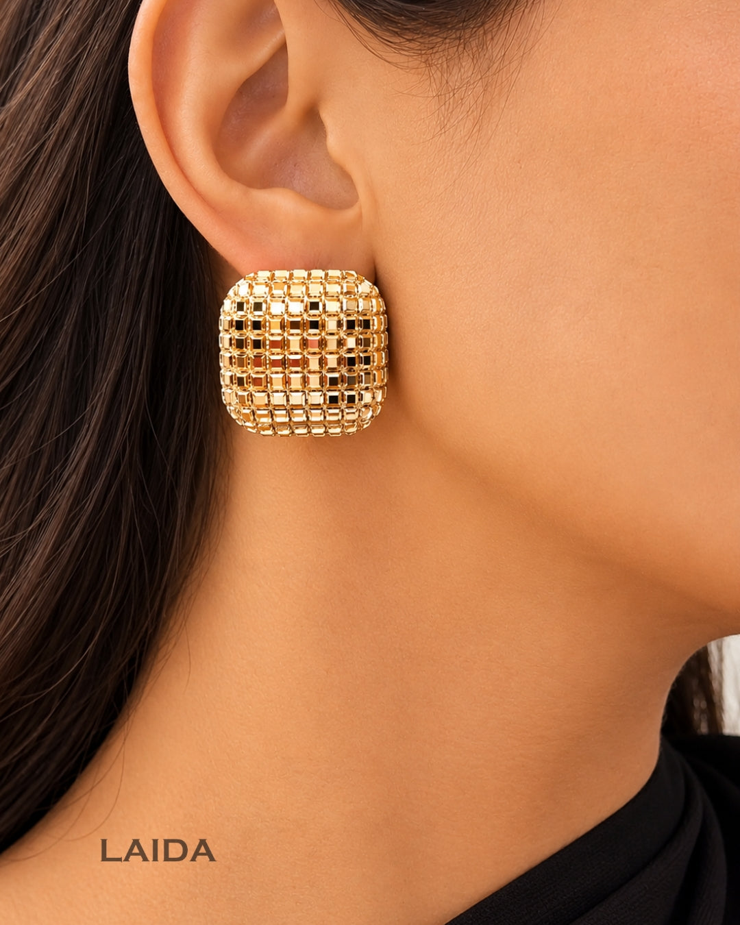 Bling Blogger Golden Square Earrings - Small