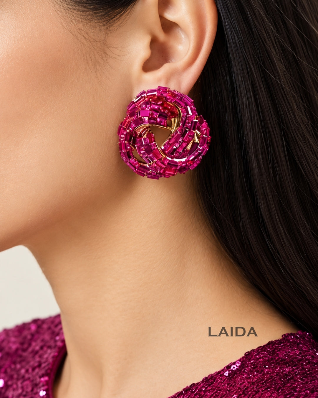 Bling Blogger Pink Knot Statement Studs