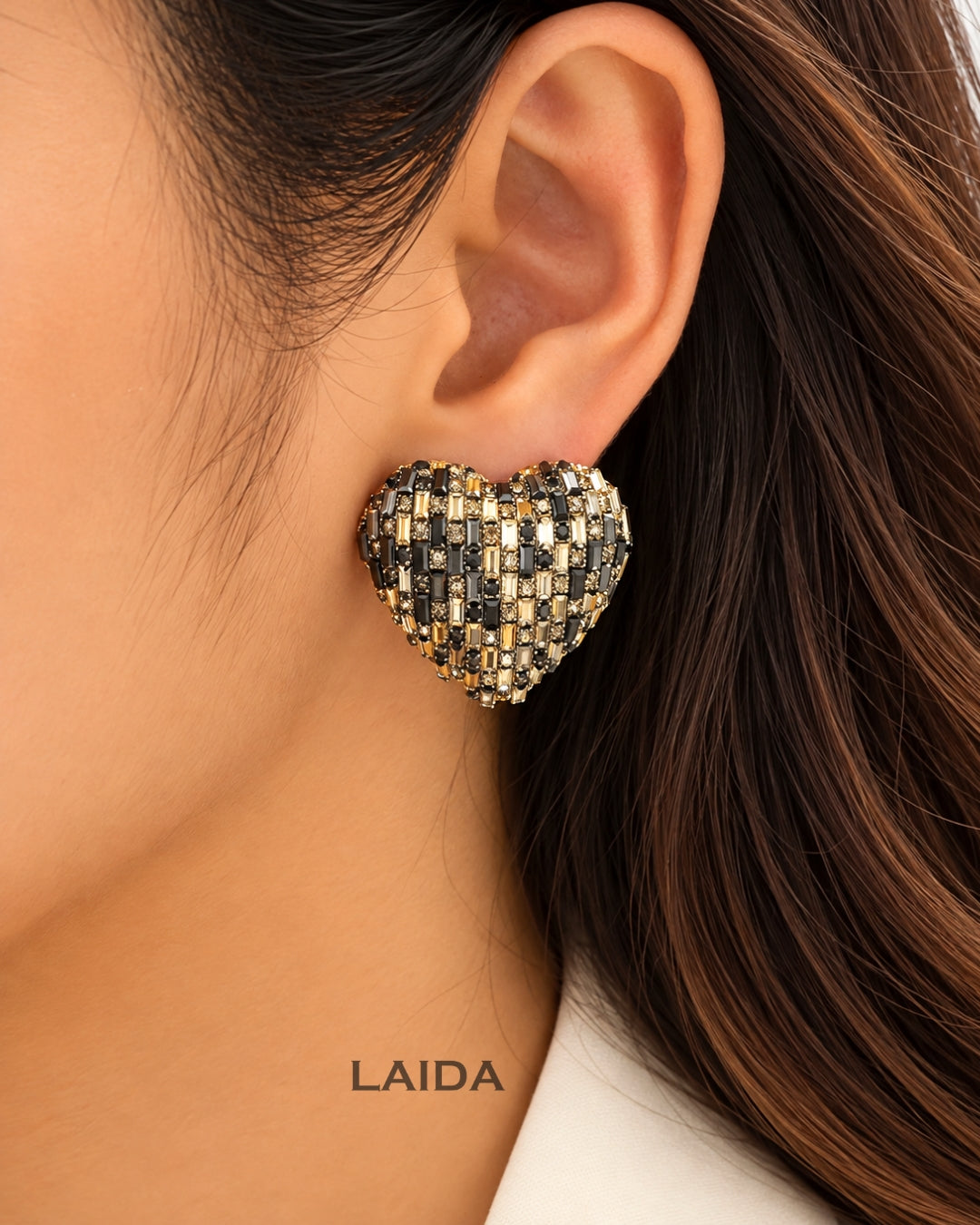 Bling Blogger Black Golden Heart Earrings - Big