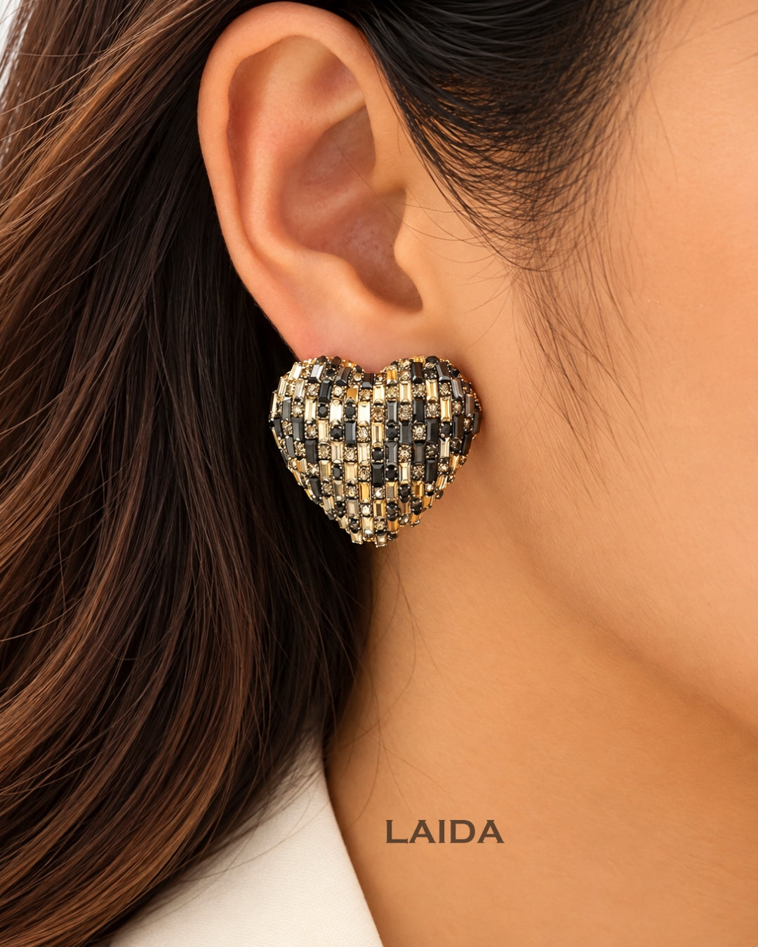 Bling Blogger Black Golden Heart Earrings - Big