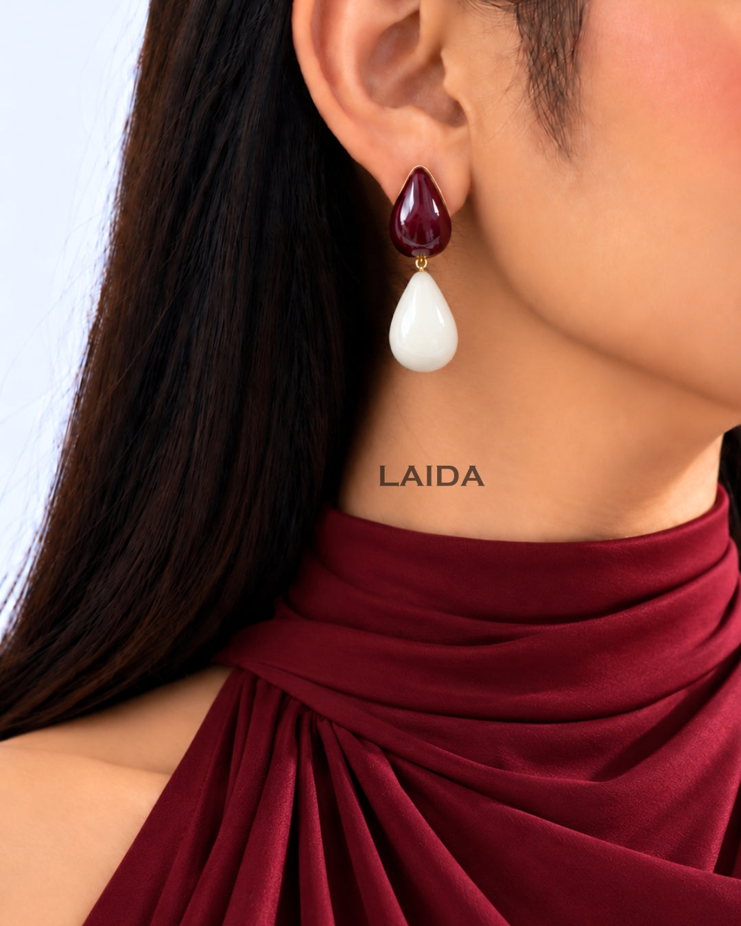 Maroon Mist Teardrop Earrings